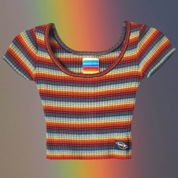 UNIF Tops - UNIF Colorful Striped Crop Top
